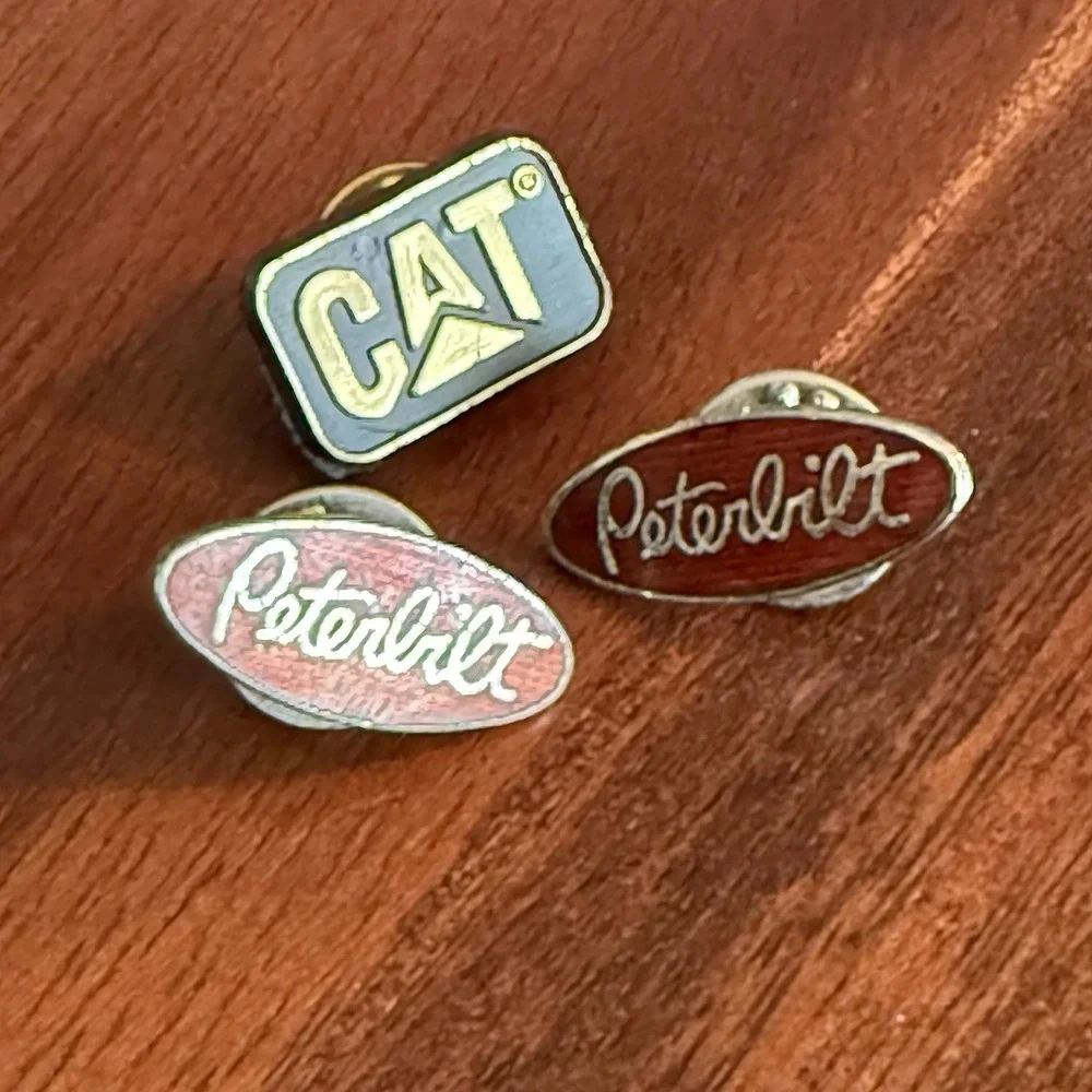 Vintage CAT Caterpillar Peterbilt Lapel Pin Lot of 3 Truck Heavy Equipment Ename